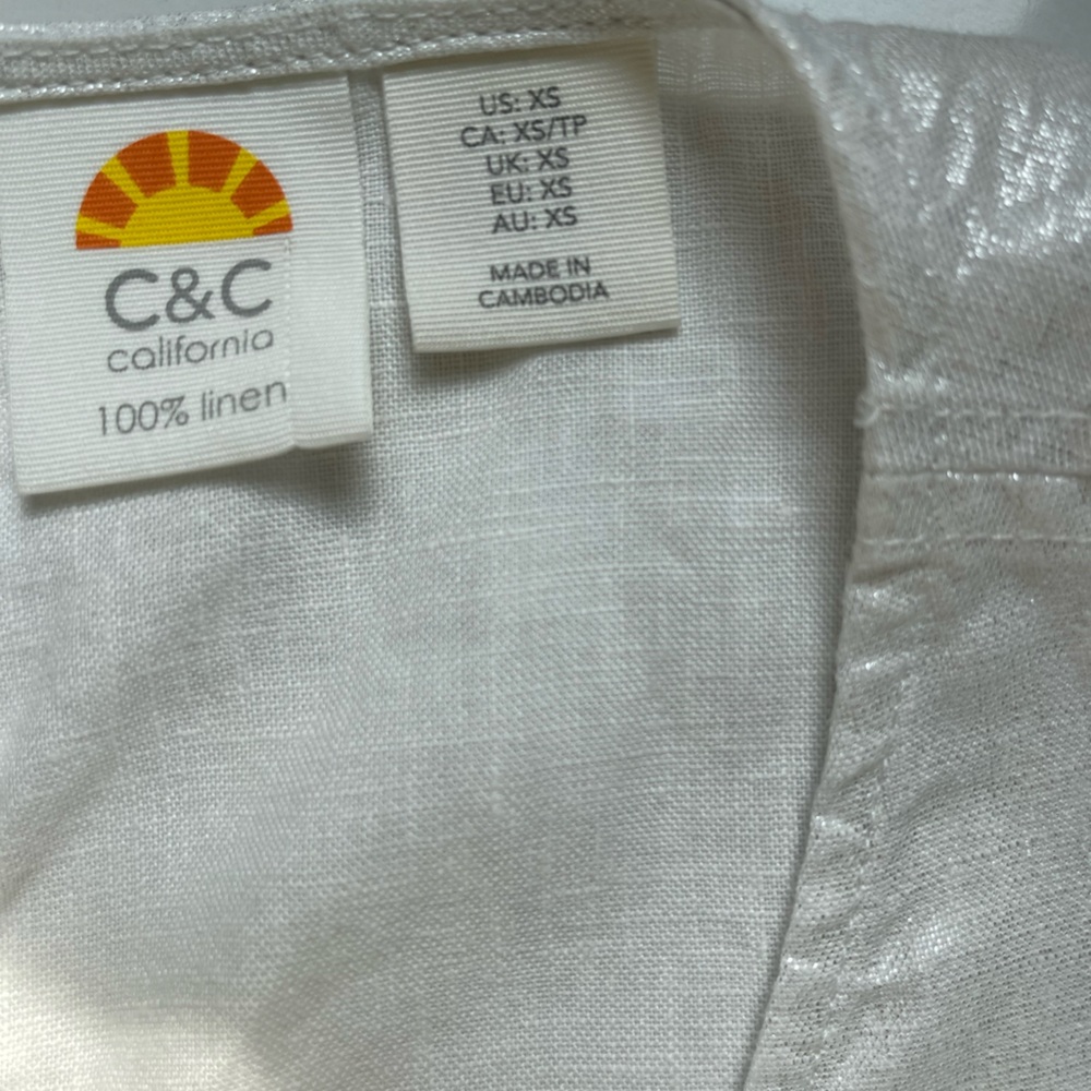 C&C California 100% linen metallic sun dress - Picture 3 of 3